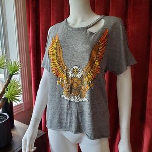 Chaser Free People Destroyed Eagle Tshirt